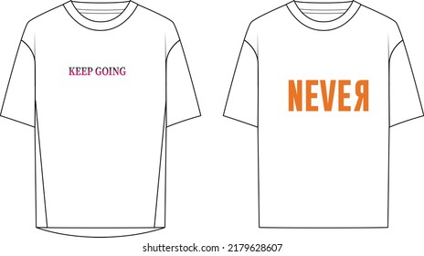 Vector short sleeved T-Shirt fashion CAD, woman round neck dropped shoulder top technical drawing, template, flat, sketch.