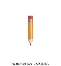 Vector short yellow pencil. Realistic  pencil isolated cartoon with rubber eraser. Illustration eps 10