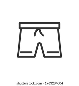 Icono de línea de cortos vectores. Símbolo con estilo de contorno de moda. Ilustración vectorial aislada en un fondo blanco. 