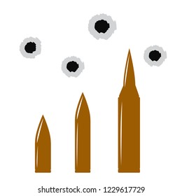Vector shot gun bullets. Gunshot of weapon bullets