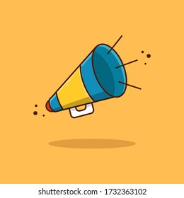 Vector shout on an isolated background. Cartoon icon that can be used in movie themes. Cinema, films, entertainment. Suitable for web page, banner, flyer, sticker, card. 