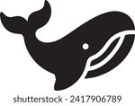 The vector showcases a bold silhouette of a whale, captured in a side profile with its tail fin elegantly raised. 