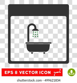 Vector Shower Bath Calendar Page EPS vector icon. Illustration style is flat iconic bicolor green and gray symbol on a transparent background.