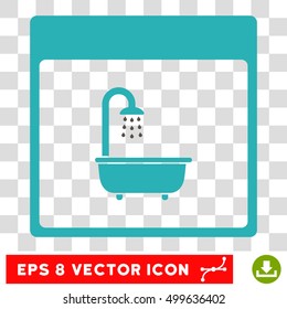 Vector Shower Bath Calendar Page EPS vector icon. Illustration style is flat iconic bicolor grey and cyan symbol on a transparent background.