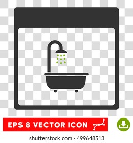 Vector Shower Bath Calendar Page EPS vector icon. Illustration style is flat iconic bicolor eco green and gray symbol on a transparent background.