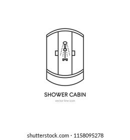 Vector shower cabin icon in trendy linear style