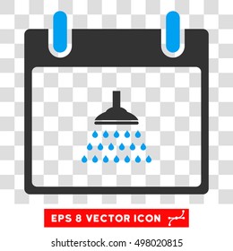 Vector Shower Calendar Day EPS vector pictograph. Illustration style is flat iconic bicolor blue and gray symbol on a transparent background.