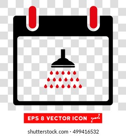 Vector Shower Calendar Day EPS vector icon. Illustration style is flat iconic bicolor intensive red and black symbol on a transparent background.