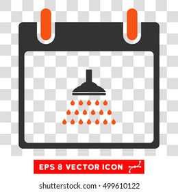 Vector Shower Calendar Day EPS vector pictograph. Illustration style is flat iconic bicolor orange and gray symbol on a transparent background.