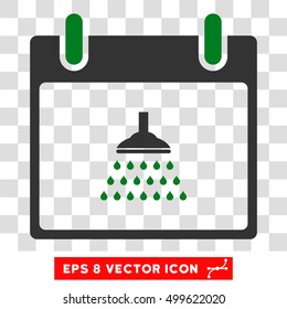 Vector Shower Calendar Day EPS vector pictograph. Illustration style is flat iconic bicolor green and gray symbol on a transparent background.