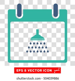 Vector Shower Calendar Day EPS vector icon. Illustration style is flat iconic bicolor cobalt and cyan symbol on a transparent background.