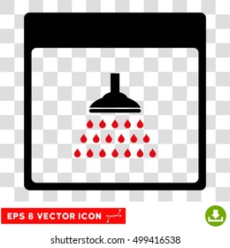 Vector Shower Calendar Page EPS vector pictogram. Illustration style is flat iconic bicolor intensive red and black symbol on a transparent background.