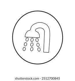 vector shower icon for bathing with black lines