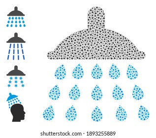 Vektordusche Symbol covid-2019 Mosaik. Duschmosaik ist aus winzigen covid pathogenen Elementen geformt. Abstraktion ist für klinische Werbung gedacht.