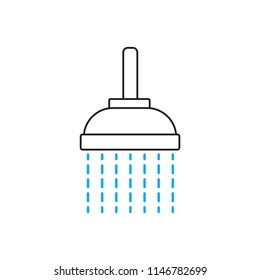 A vector shower icon isolated on white. Douche with water drops symbol.