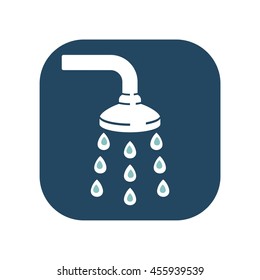 Vector shower icon with water drops. For shopping center / sanitary / hygiene / web. Abstract symbol. Illustration.