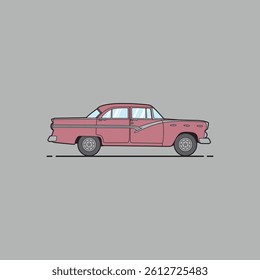 Vector showing a classic car with its distinctive colors. This icon is a flat illustration suitable for all needs