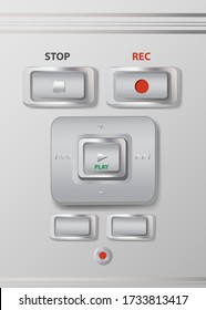 Vector showing closeup view of a buttons on a digital voice recorder. Vertically. 