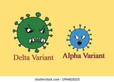 Vector showing dominance of Delta variant over Alpha variant of Corona Virus