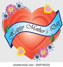 Vector showing heart in which Happy Mother's Day written