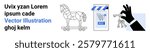 A vector showing a Trojan horse, a smartphone with a shopping cart icon, and a hand holding keys. Ideal for cybersecurity, e-commerce safety, hacking awareness, online threats, digital security