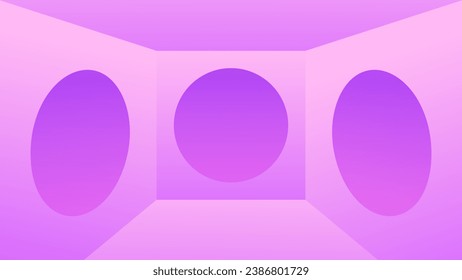 Vector Showroom showcase Interior Purple Gradient Background 3D Deep Portals for Product Display