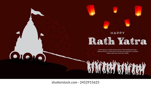 Vector Shree jagannath rath yatra hindu festival clebration banner.