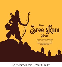 Diseño de afiche de la celebración del navami vector Shree ram.