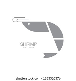 Vector shrimp with gray white background