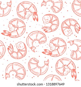 Vector shrimp hand drawn sketch .  Sketch vector  food illustration. Vintage style
