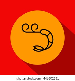 Vector Shrimp Icon with Linear Style