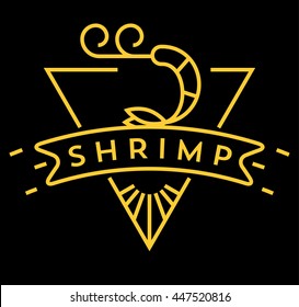 Vector Shrimp Icon with Linear Style