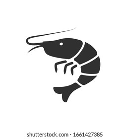 Vector Shrimp Icon. Silhouette On White Background
