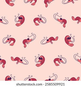 Vector Shrimp Pattern Illustration Seamless for Wallpaper Background Cover Packaging