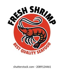 Vector of Shrimp Seafood Badge Logo