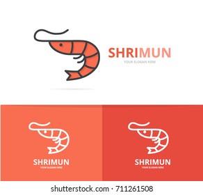 Vector of shrimp and seafood logo design template.