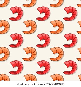 Vector shrimp seamless pattern, seafood background