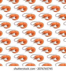 Vector shrimp seamless pattern, seafood background