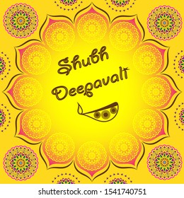 Vector Shubh Deepavali greetings. Happy Diwali wishes. Deepavali or Diwali greetings for Card, Banner, Wallpaper, Poster or Web pages etc.