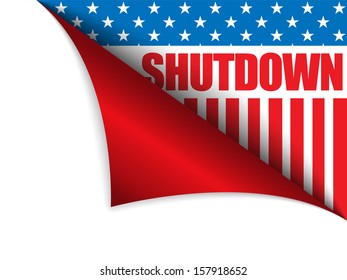 Vector - Shutdown Closed United States of America Page Corner