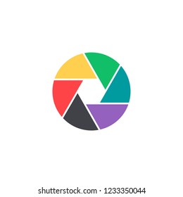 Vector shutter icon. Colorful camera symbol isolated.  Interface button. Element for design mobile app or website