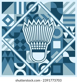 Vector shuttlecock with seamless geometric shapes