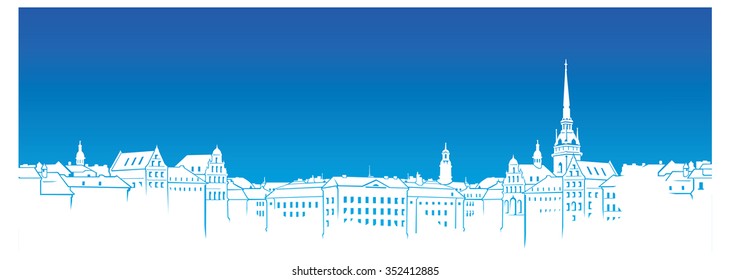 Vector Shwedish town silhouette