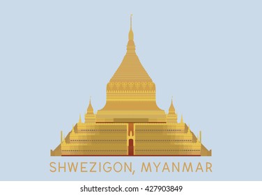 vector of Shwezigon pagoda in Nyaung-U, Myanmar