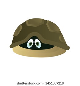 Vector of shy turtle hide away in his shell