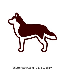 Vector Siberian Husky Dog Icon Isolated On White Background