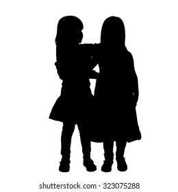 Vector siblings silhouette on a white background.