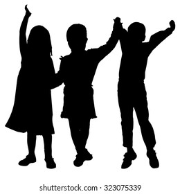 Vector siblings silhouette on a white background.