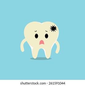 Vector of Sick yellow dirty tooth with crack for Healthcare 