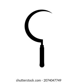 Vector de la hoz enrollado sobre fondo blanco. Imagen vectorial de silueta.